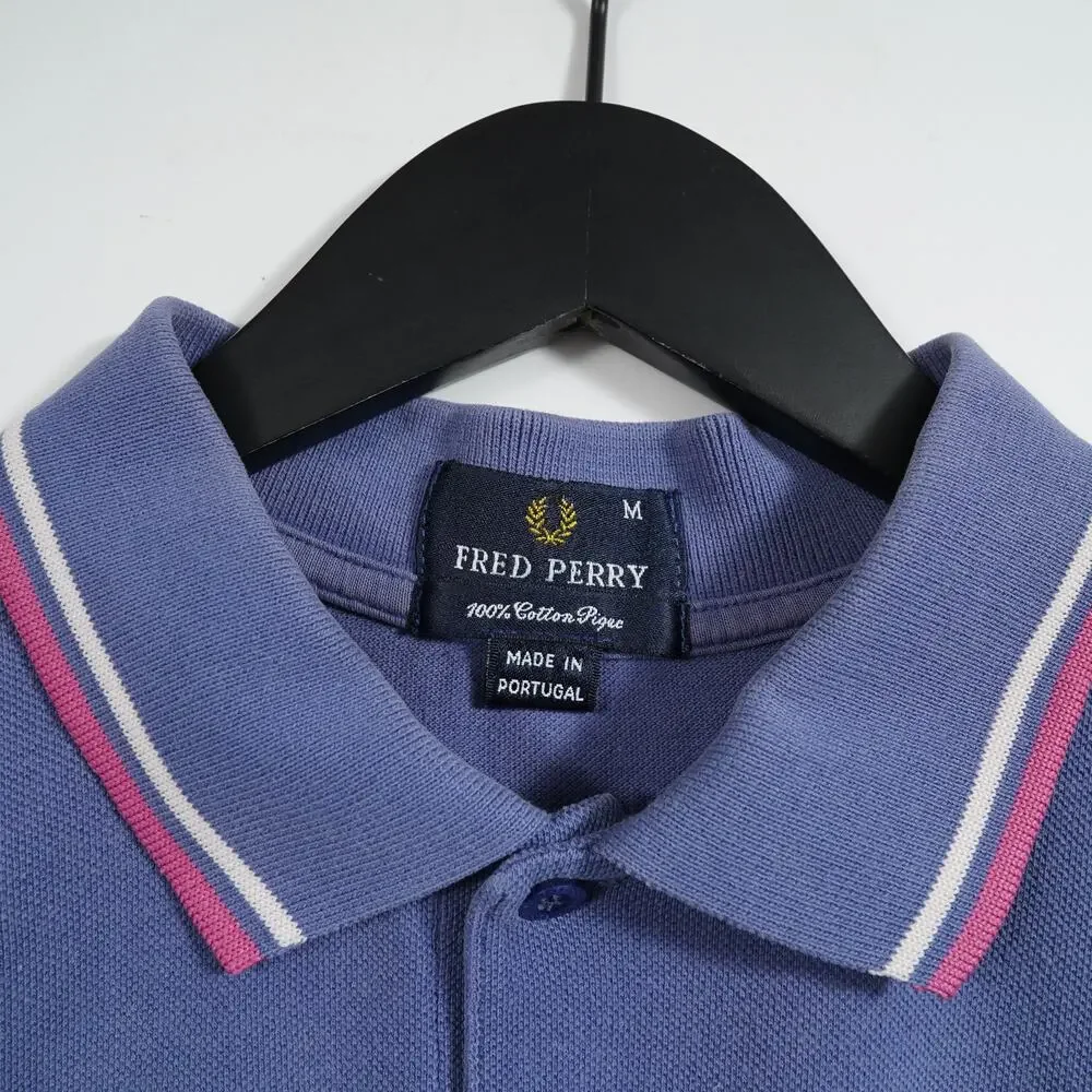 Fred Perry Twin Tipped Polo Shirt French Navy Magenta Men’s Medium